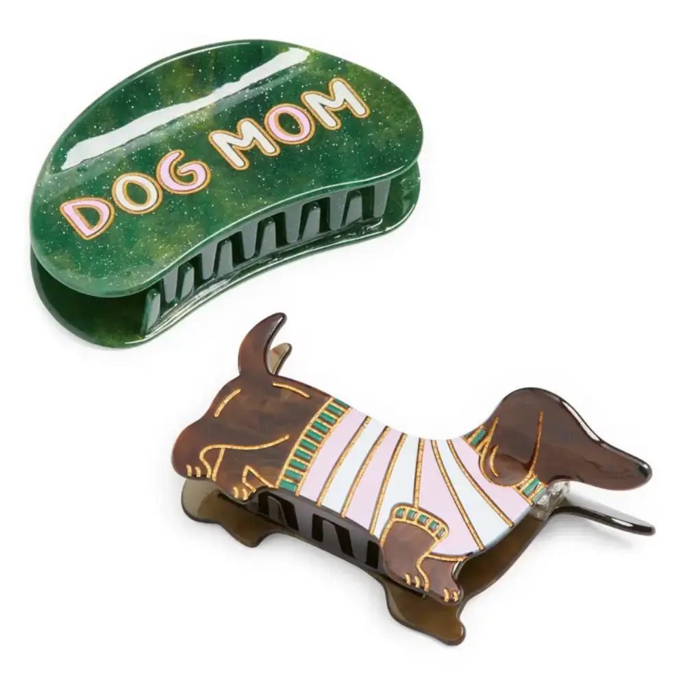 Dog Mom 2-Pack Assorted Hair Claw Clips. best gifts for dog moms