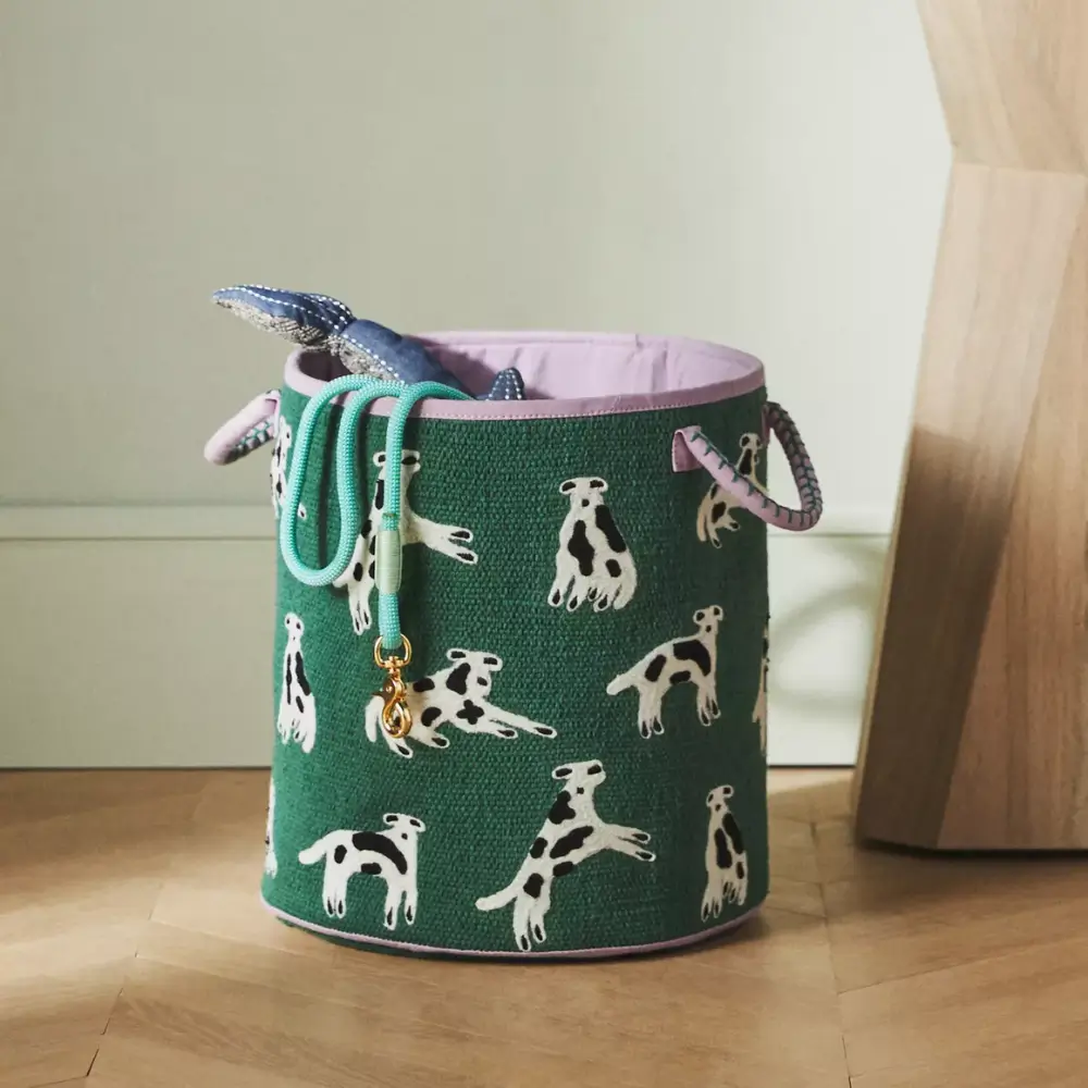 Dog Patterned Basket. best gifts for dog moms