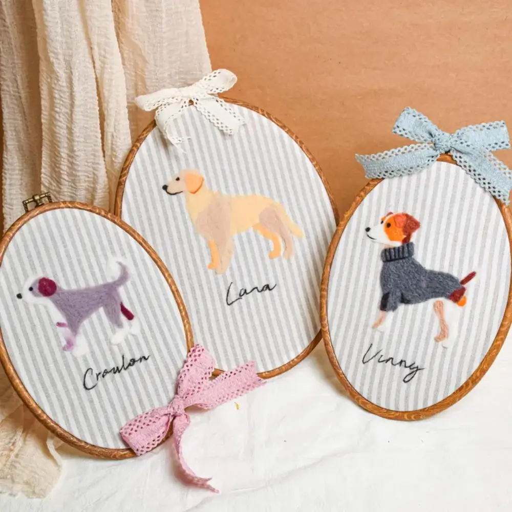 Personalized Needle Felted Dog Embroidery Hoop